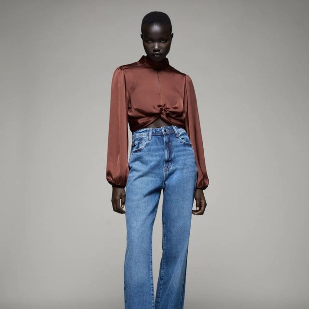 ZARA Satin Crop Blouse